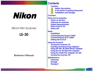 Nikon LS-30 Film Scanner Reference Manual