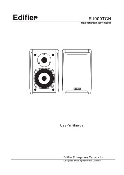 Edifier R1000TCN Multimedia Speaker User Manual - cover page