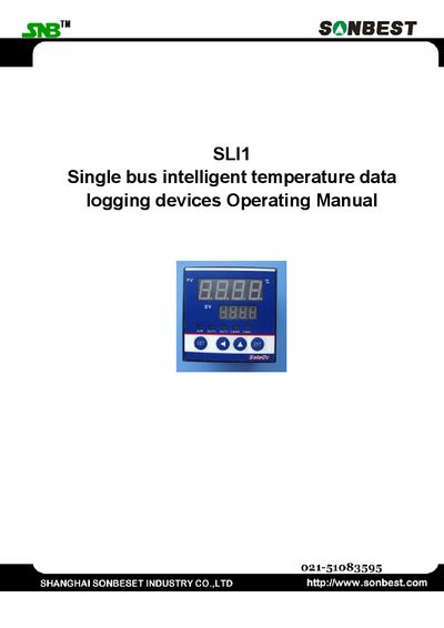 Sonbest SLI1 Single Bus Intelligent Temperature Data Logging Device Operating Manual