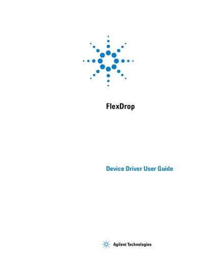 Agilent Technologies FlexDrop Device Driver User Guide - cover page