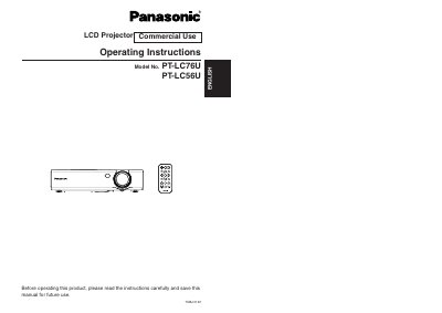 Panasonic PT-LC76U/PT-LC56U LCD Projector Operating Instructions - cover page