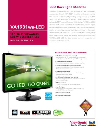 ViewSonic VA1931wa-LED User Guide - cover page