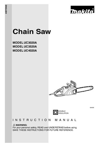 Makita UC3020A UC3520A UC4020A Chain Saw Instruction Manual - cover page
