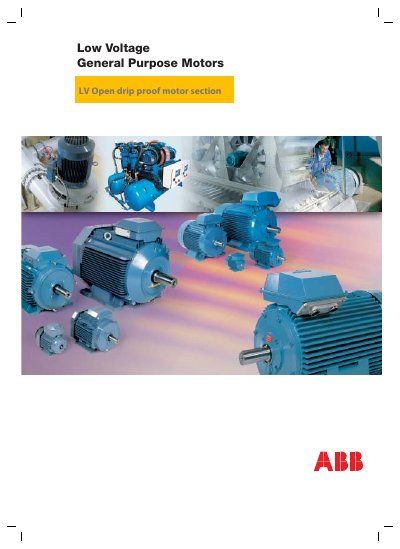 ABB BU Series Low Voltage General Purpose Motors Catalog - cover page