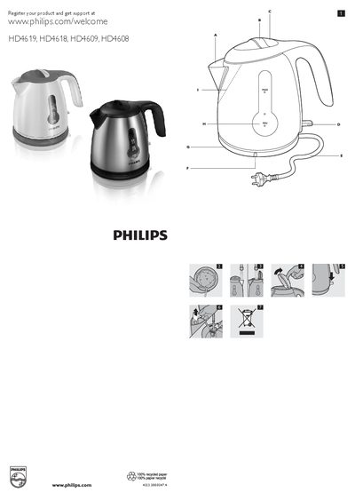 Philips HD4619/HD4618/HD4609/HD4608 Kettle User Manual