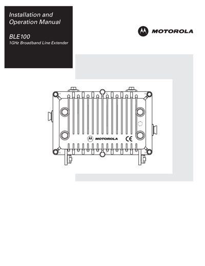 Motorola BLE100 Installation and Operation Manual - cover page