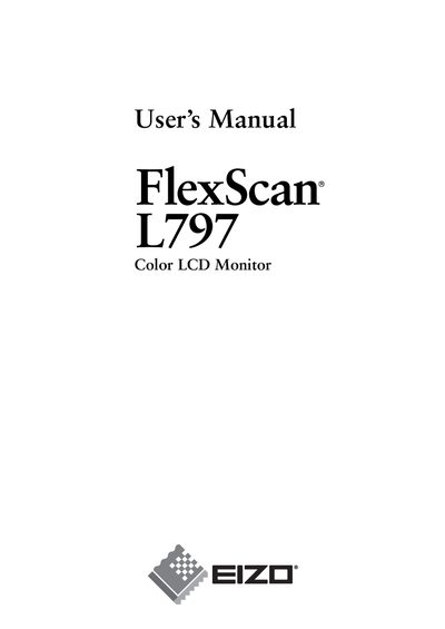 EIZO FlexScan L797 Color LCD Monitor User Manual - cover page