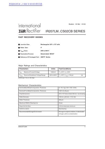 lnternational IOR Rectifier IR207LM..CS02CB SERIES handbook - cover page