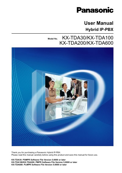Panasonic KX-TDA30/KX-TDA100/KX-TDA200/KX-TDA600 user manual