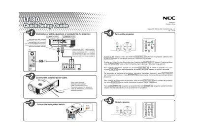 NEC lt180 Projector Quick Setup Guide