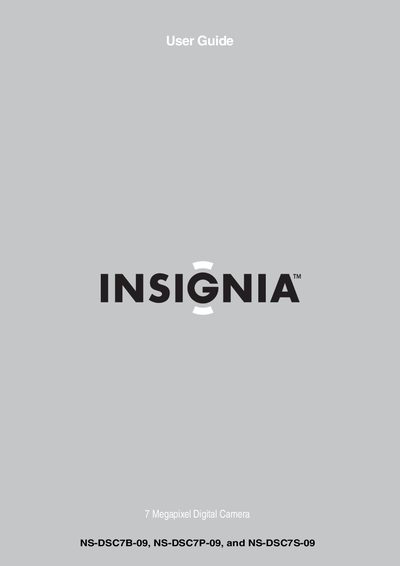 Insignia NS-DSC7B-09 / NS-DSC7P-09 / NS-DSC7S-09 Digital Camera User Manual - cover page