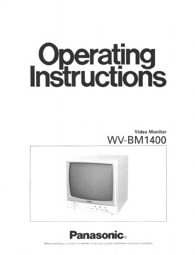 Panasonic WV-BM1400 Video Monitor User Manual - cover page