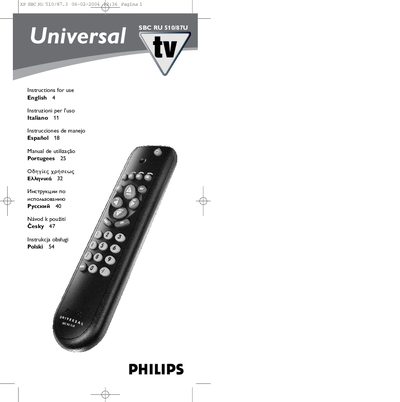 Philips SBC RU 510/87 User Guide - cover page