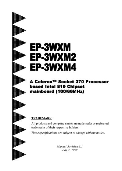 EPoX EP-3WXM/EP-3WXM2/EP-3WXM4 Motherboard User Manual - cover page