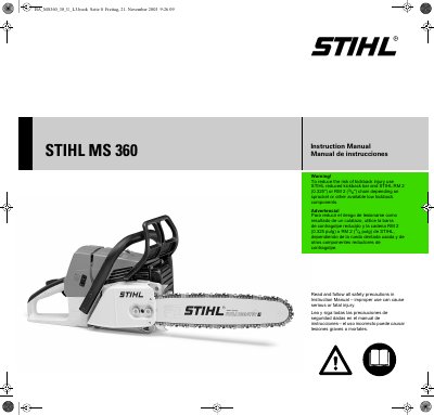 Stihl MS 360 Chainsaw Instruction Manual - cover page