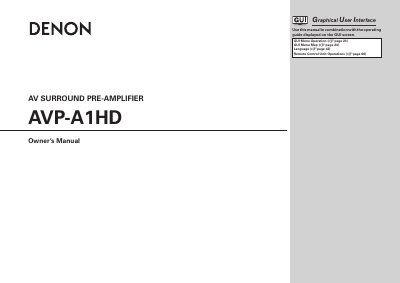 Denon AVP-A1HD Surround Pre-Amplifier Owner's Manual - cover page