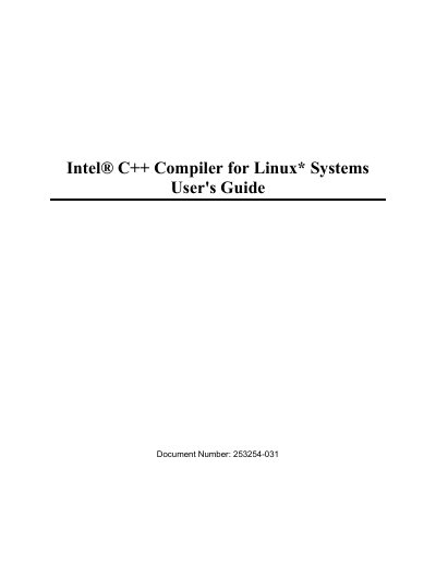 Intel C++ Compiler for Linux Systems User Manual - cover page