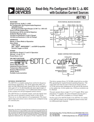Analog Devices AD7783 Datasheet - cover page