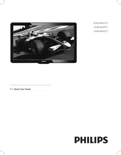 Philips 32HFL4441D/27, 32HFL4461F/27, 37HFL4481F/27 Quick Start Guide - cover page