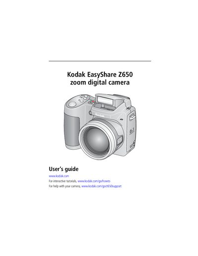 Kodak Z650 Digital Camera User Guide - cover page