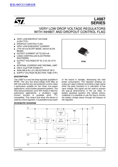 STMicroelectronics L4987 SERIES Voltage Regulator Datasheet - cover page