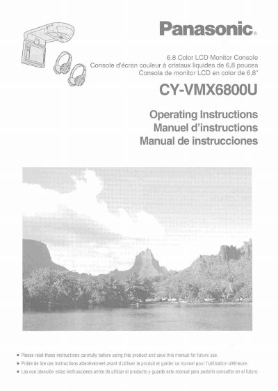 Panasonic CY-VMX6800U 6.8" LCD Monitor Operating Instructions - cover page