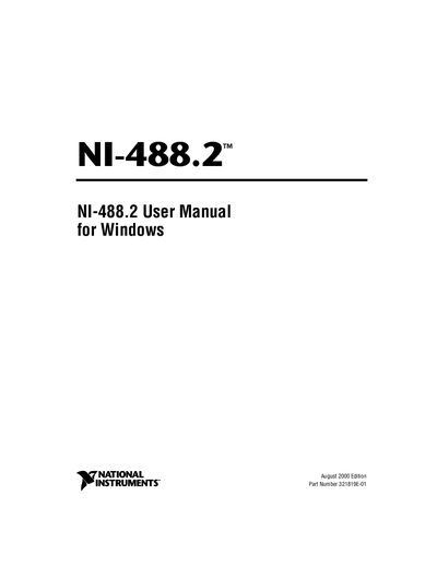 National Instruments NI-488.2 User Manual for Windows - cover page