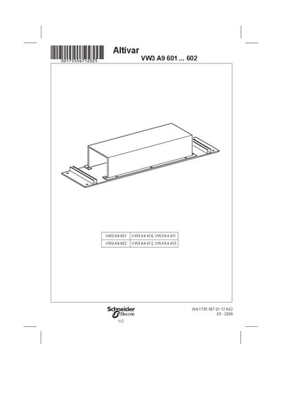 Schneider Altivar VW3 A9 601 ... 602 handbook - cover page