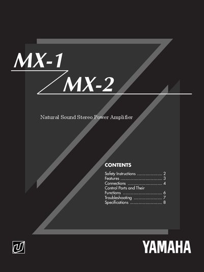 Yamaha MX-1/MX-2 Stereo Power Amplifier Owner's Manual - cover page