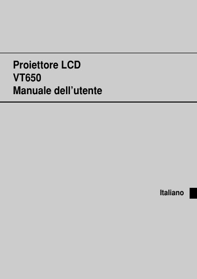 NEC VT650 Projector User Manual - cover page