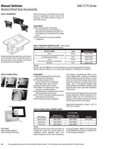 Honeywell AML71/75 Series Data Sheet - cover page