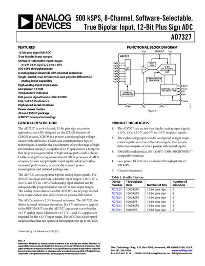 Analog Devices AD7327 Datasheet Rev A
