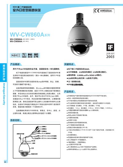 Panasonic WV-CW860A Series Analogue Security Camera User Manual - cover page