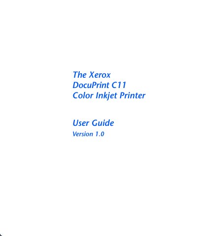 Xerox DocuPrint C11 Color Inkjet Printer User Guide - cover page