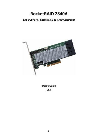 HighPoint RocketRAID 2840A User's Guide - cover page