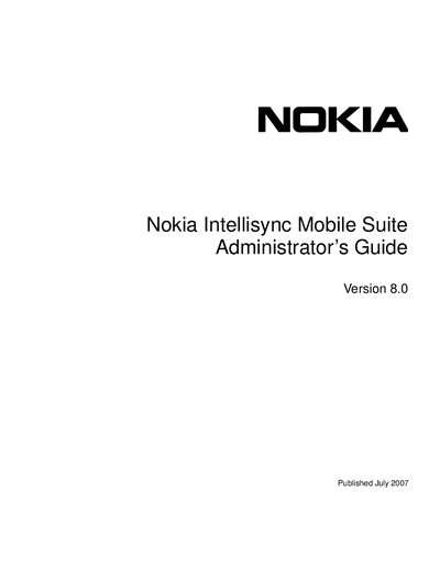 Nokia Intellisync Mobile Suite Administrator's Guide - cover page