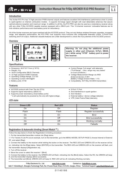 FrSky ARCHER GR8 and R10 PRO Receiver User Manual - cover page