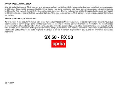 aprilia 854023 RX-SX 50 MY 2007 SF-F Manual