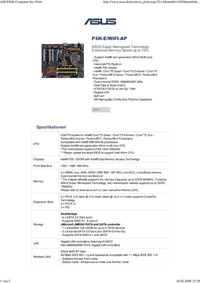 ASUS P5K-E/WIFI-AP Motherboard User Manual - cover page