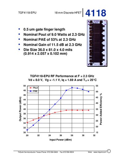 TriQuint TGF4118-EPU Discrete HFET Datasheet - cover page
