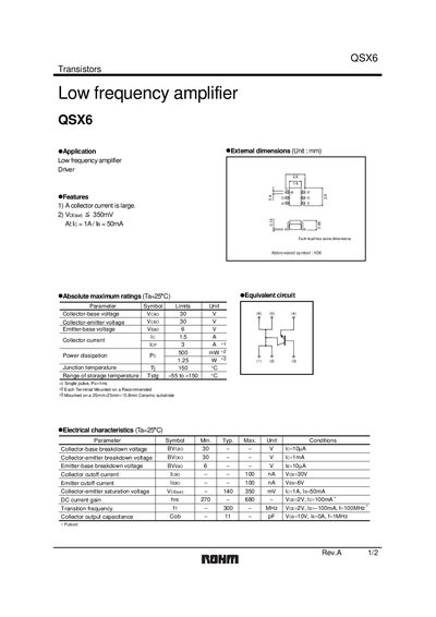 ROHM QSX6 Datasheet - cover page