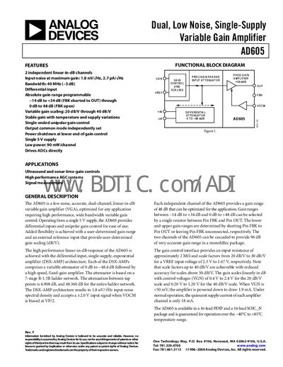 Analog Devices AD605 Handbook - cover page