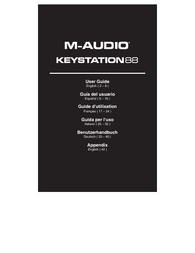 M-Audio Keystation 88 User Guide - cover page