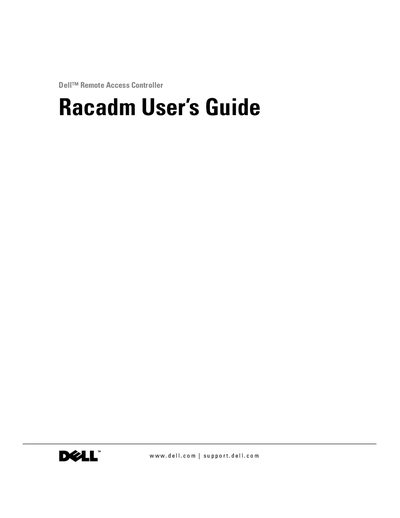 Dell Remote Access Controller Racadm User Guide - cover page