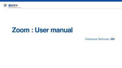 Zoom IBD Conference Technician User Manual - cover page