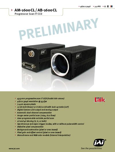 iai AM-1600 CL AB-1600 CL Progressive Scan IT CCD1 - cover page