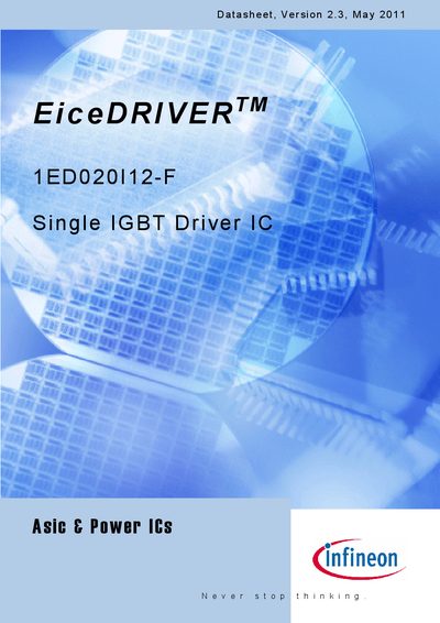 Infineon EiceDRIVER 1ED020I12-F IGBT Driver IC Datasheet - cover page