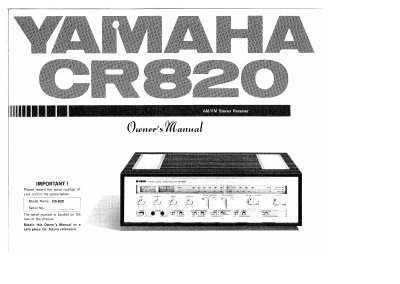 Yamaha CR-820 Stereo Receiver Owner's Manual - cover page