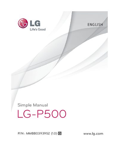 LG P500 User Manual - cover page