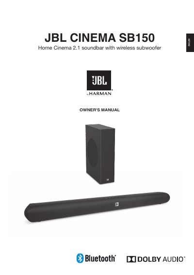 JBL CINEMA SB150 Home Cinema 2.1 Soundbar Owner's Manual
